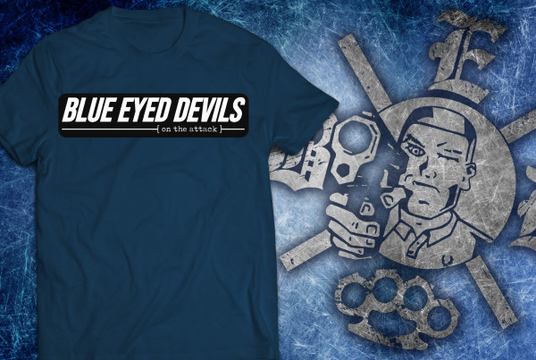 BLUE EYED DEVILS T-SHIRT "ON THE ATTACK" NAVY