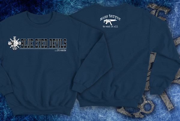 BLUE EYED DEVILS PULLOVER IT ENDS NAVY